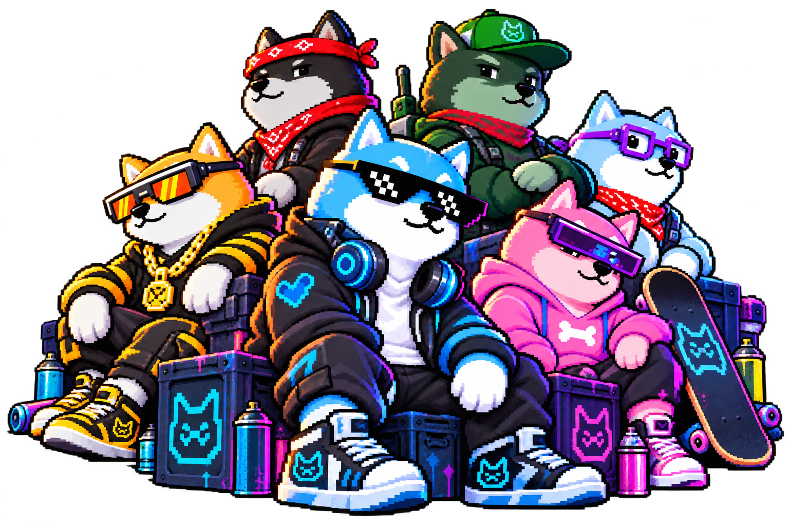 Dogs Hood pixel dog crew